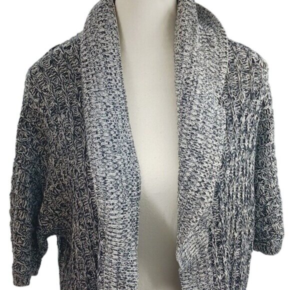 Express Cardigan Sweater Womens Size M Black White Open Front Knit Cocoon - Picture 3 of 7